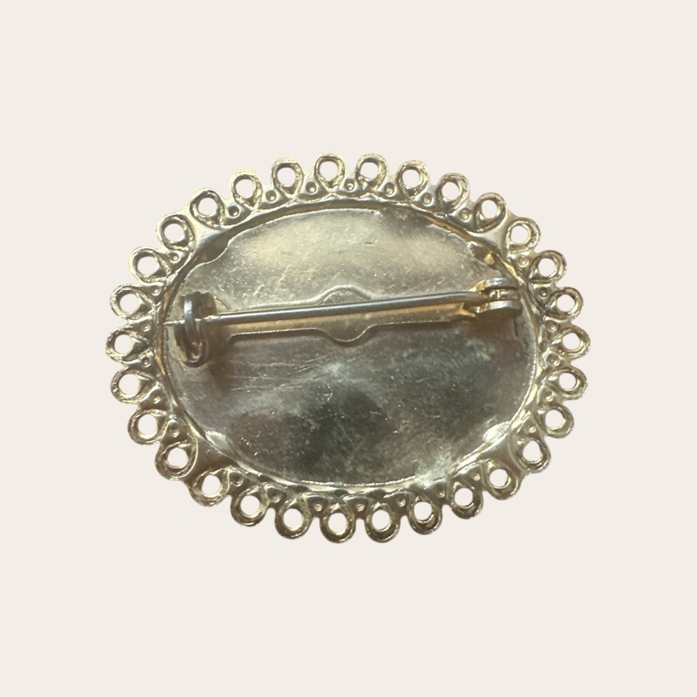Gold Tone Agate Oval Brooch - Picture 2 of 2